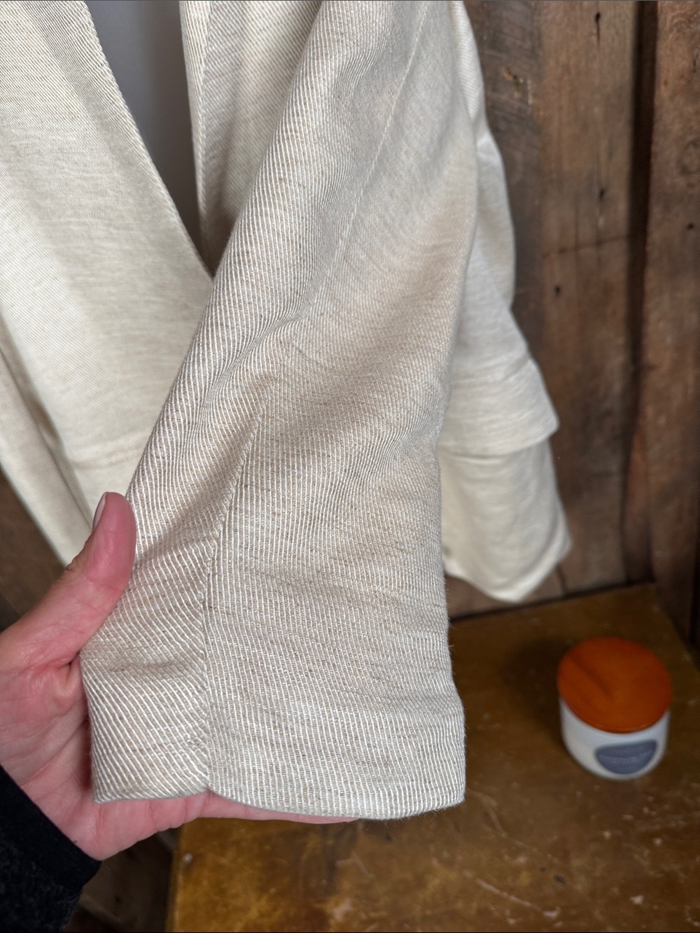 American Eagle Outfitters Cream Linen Blend Blazer - Picture 3 of 9